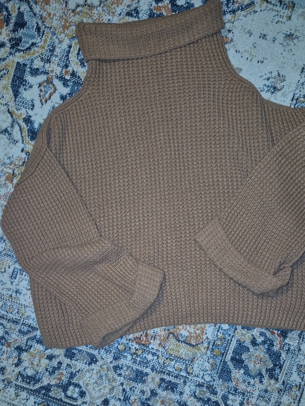 Free People Brown Ribbed Turtleneck Sweater